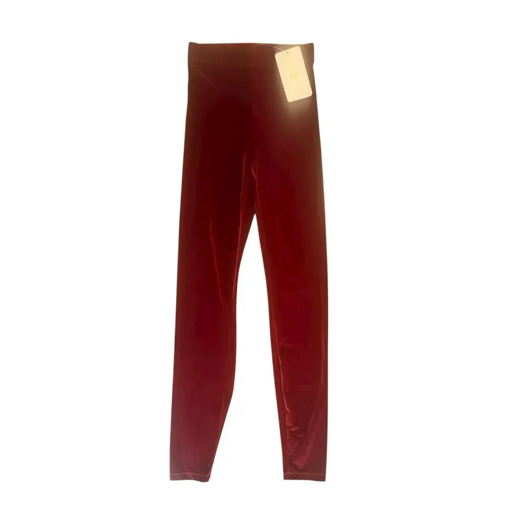 NWT Fabletics Emma Velour Leggings Cherry Burst Red Size XS Tall NEW $65.95 - Picture 3 of 16